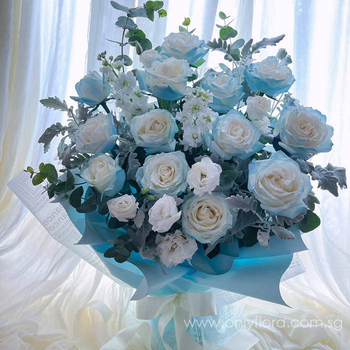 Ice Rain & Blue Rose セット HB064 - Ice Blue Rose | Onlyflora – Flower Shop Singapore